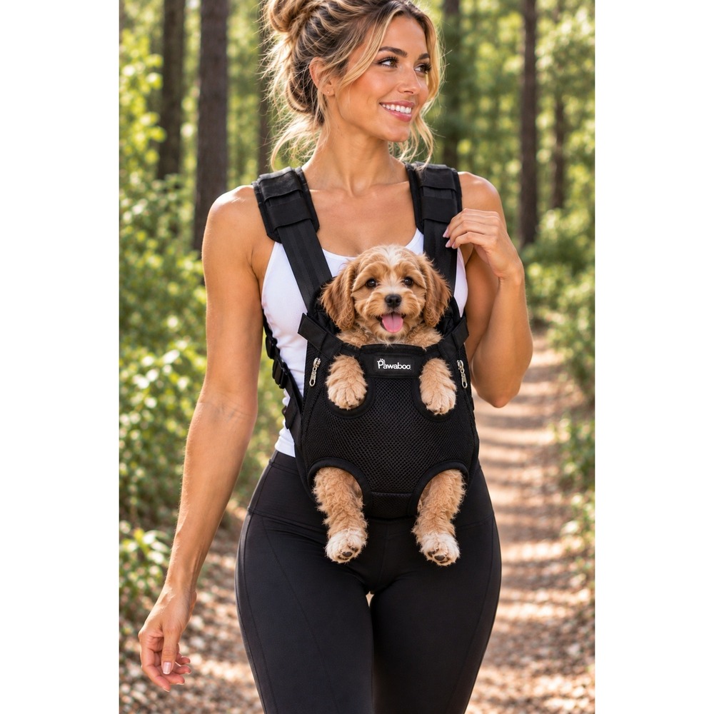 Pawaboo Pet Carrier Backpack Small Black Mesh Adjustable Front Dog Cat #1705